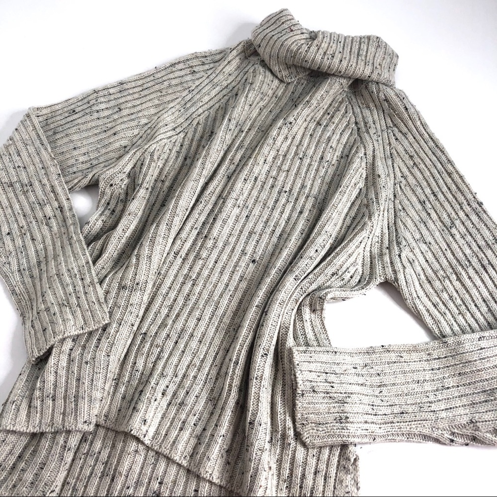 Braeve Cowl Neck Oatmeal Hi Low Hem Sweater L